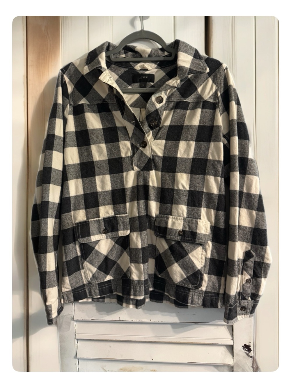J. Crew Black and Ivory Buffalo Check Jacket